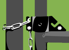 U-Latch attached horizontally to the frame of a tubular gate